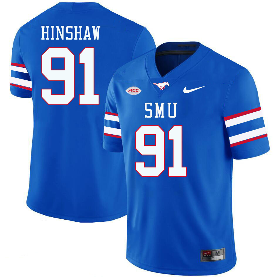 SMU Mustangs #91 Dylan Hinshaw College Football Jerseys Stitched Sale-Royal